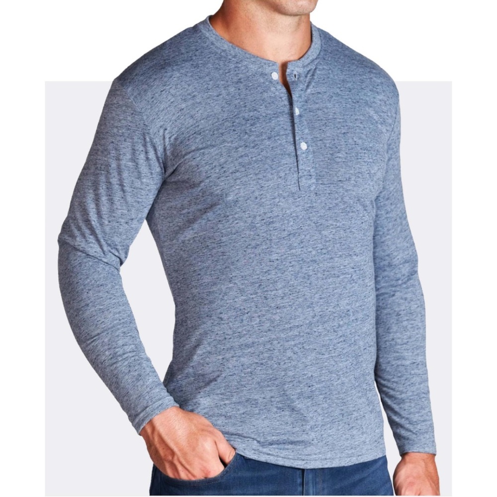 State & Liberty Steel Blue Athletic Fit Henley